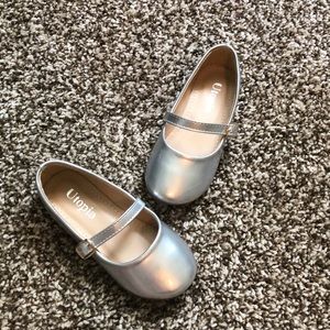 Silver ballet flats